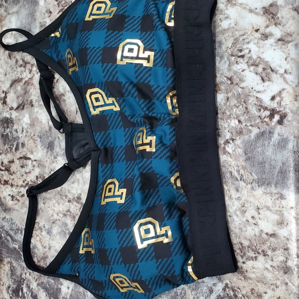PINK Victoria's Secret Blue and Black Plaid Bra